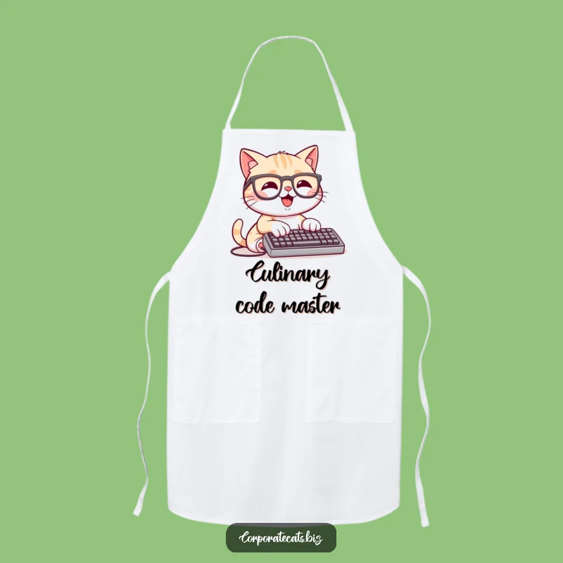 Funny Data Cat Apron: Happy Typist Cat, Great Funny Gift for Chefs