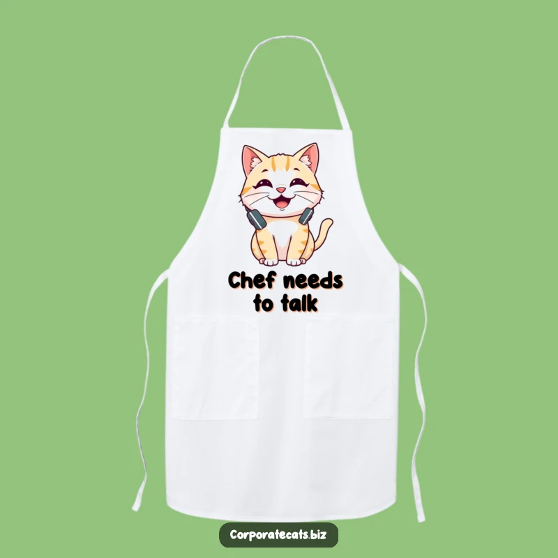 Funny Cheerful Cat Apron - Kitchen Talking Feline Wear - Hilarious Cooking Gift