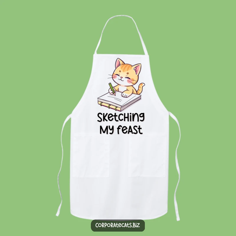 Funny Creative Cat Apron - Art Sketching Feline Wear - Hilarious Artist Gift