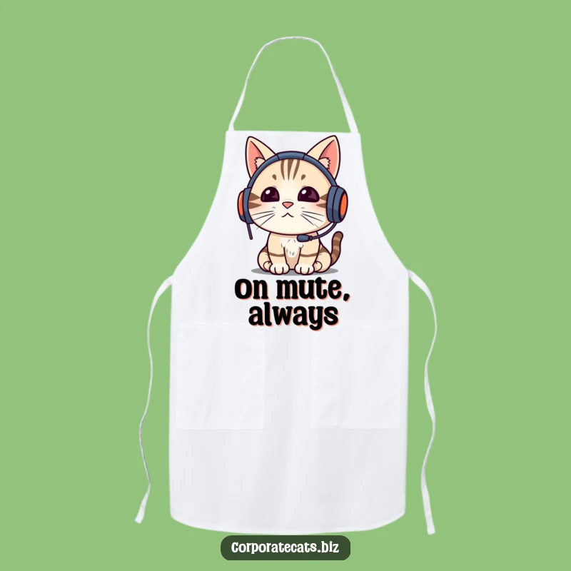 Funny Cat Video Call Apron: Hilarious WFH Chef Feline, Perfect for a Funny Gift!