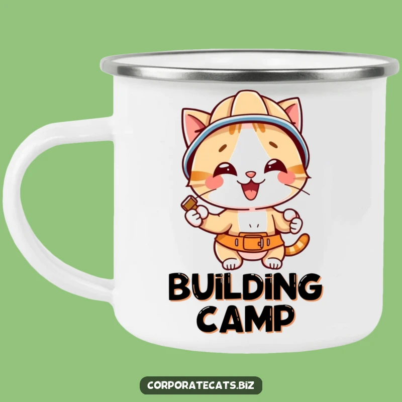 Funny Hard Hat Cat Camping Mug - Adventure Fuel with a Funny Twist