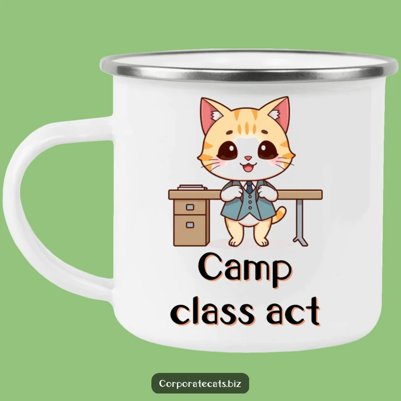 Funny Dapper Cat Camping Mug - Durable and Hilarious for Stylish Campers