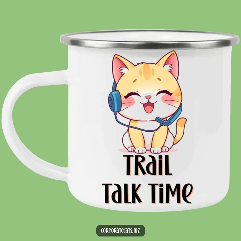 Funny Call Center Cat Camping Mug - Durable and Hilarious Outdoor Companion