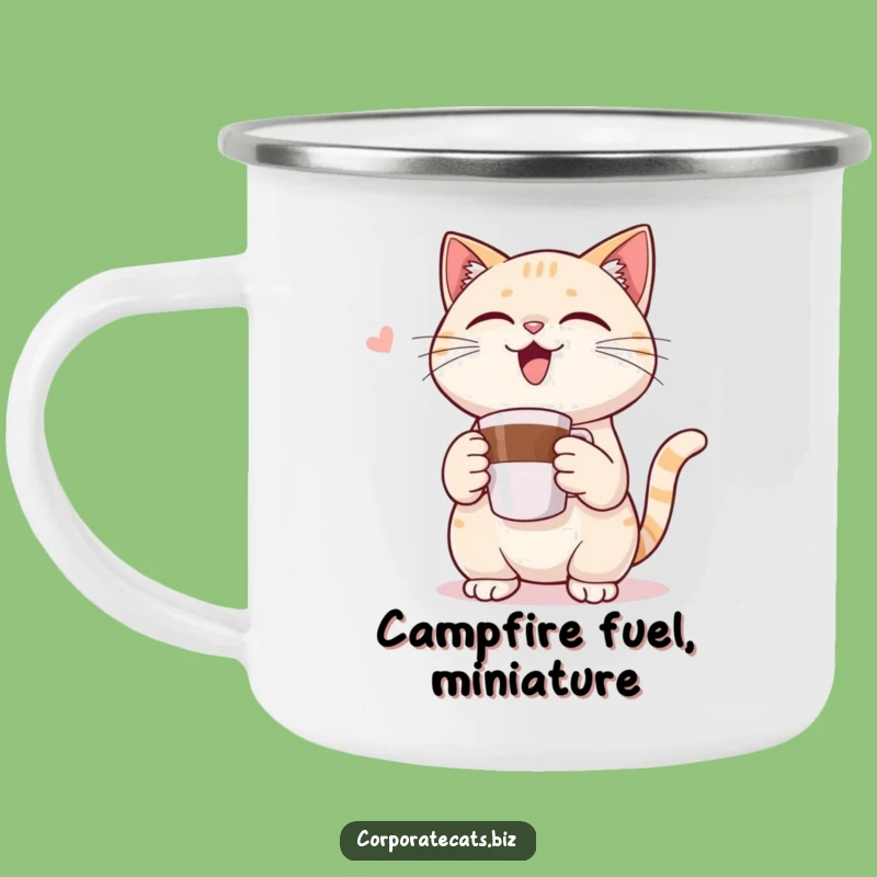 Funny Camping Mug: Cat's Tiny Coffee Victory - Outdoor Humor Gift!