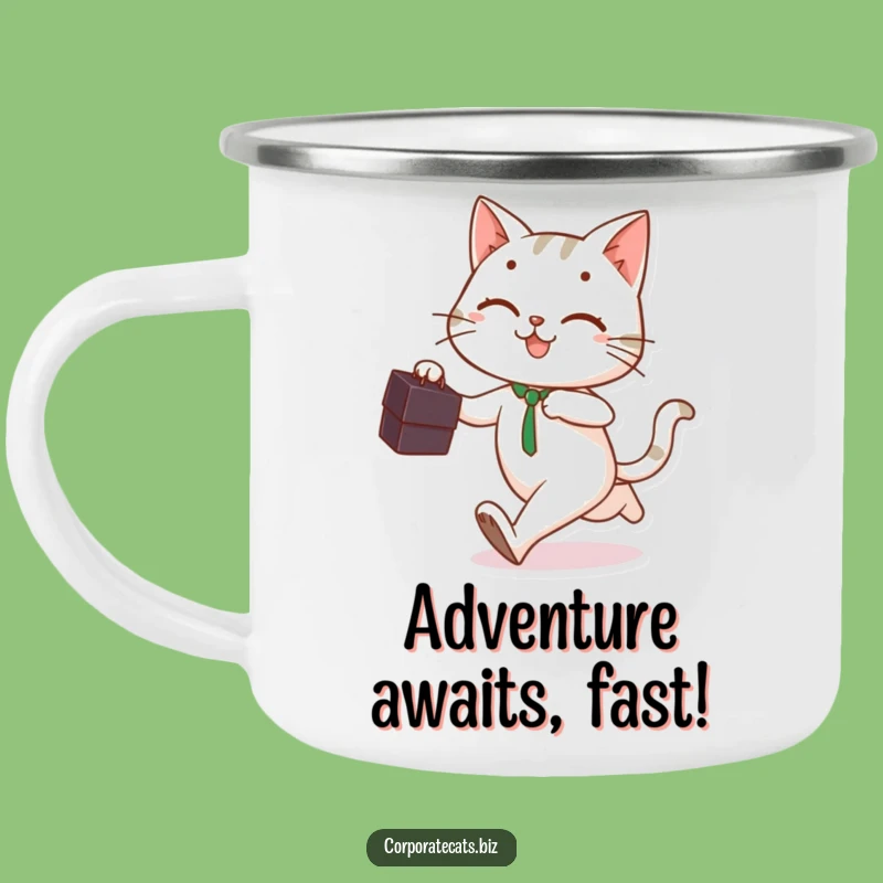 Funny Cat Business Runner Camping Mug: Your Motivated Companion