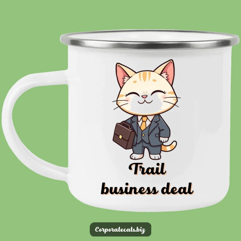 Funny Cat Business Suit Camping Mug - Professional Feline Adventure Gear