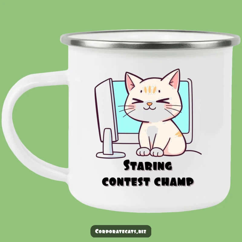 Funny Crossed-Eyed Cat Camping Mug: Hilarious Outdoor Gift