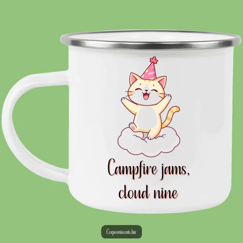Funny Party Cat Camping Mug - Outdoor Celebration Adventure Gift