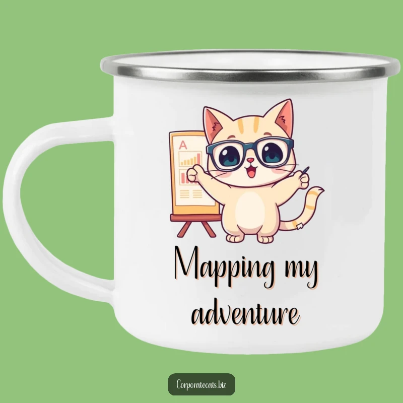 Funny Cat Chart Pointer Camping Mug - Analytical Adventures