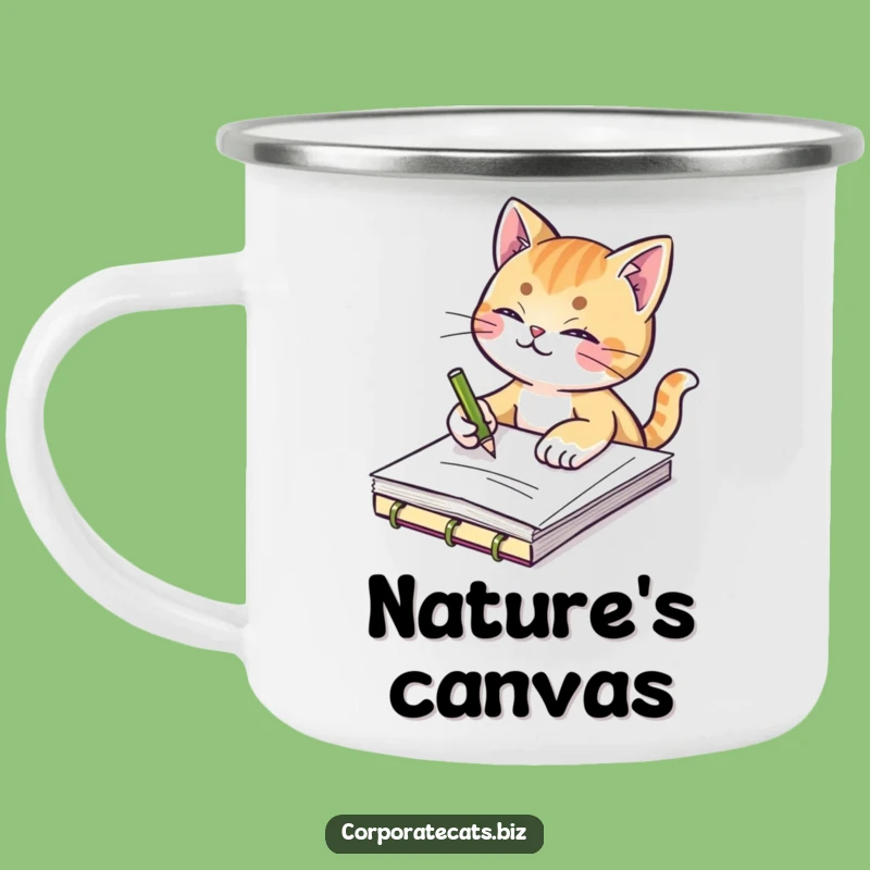 Funny Creative Cat Camping Mug - Durable Sketching Feline Cup - Hilarious Travel Gift