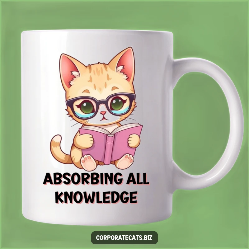 Funny Curious Cat Glasses Mug: Hilarious Bookworm Feline Gift Idea