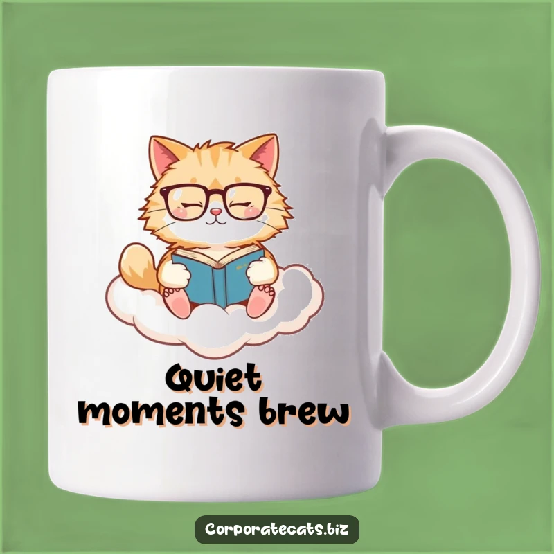 Funny Cat Scholar Mug: Cozy Cat Reads Book on Cloud, Perfect Funny Gift