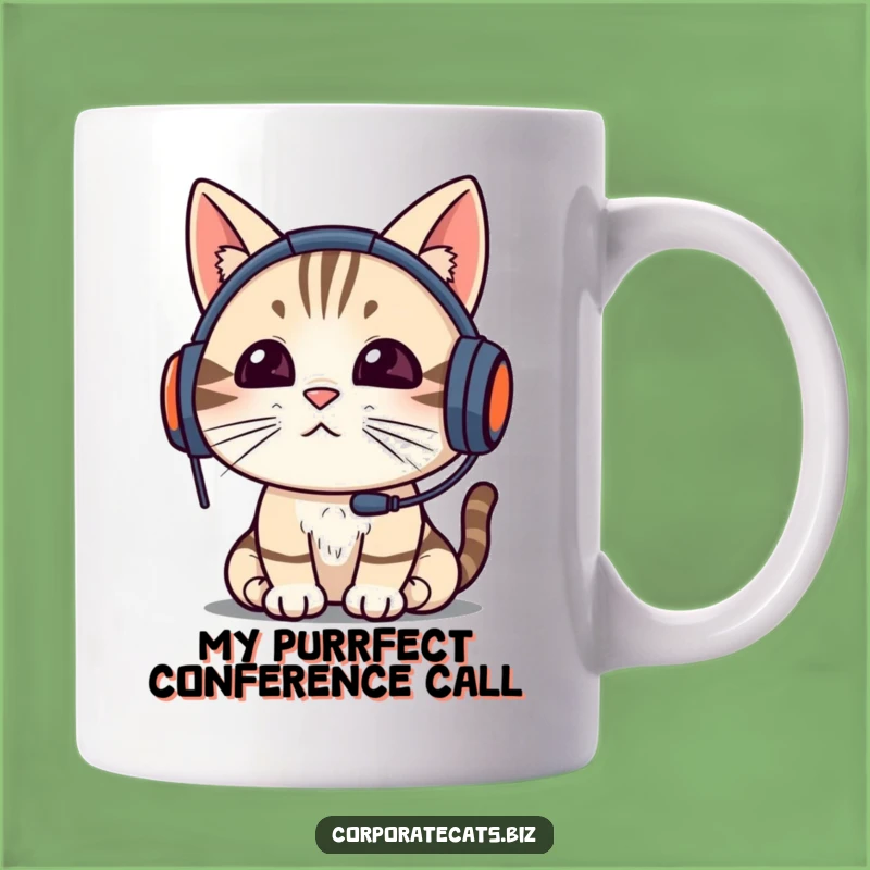 Funny Cat Video Call Mug: Focused Feline Professional Perfect for WFH Gift!