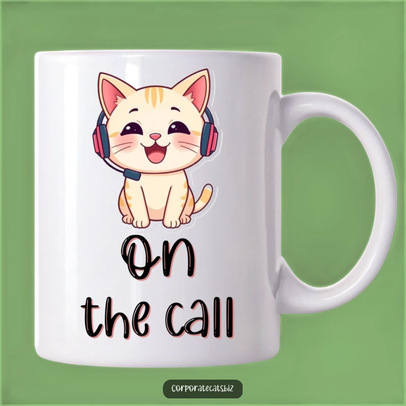 Funny Cheerful Cat Gamer Mug - Tiny Headset Talker Gift