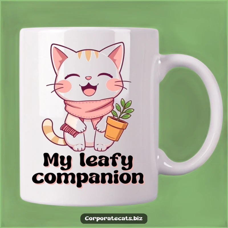 Funny Joyful Cat Mug: Scarfed Gardener Humor, Perfect Funny Gift
