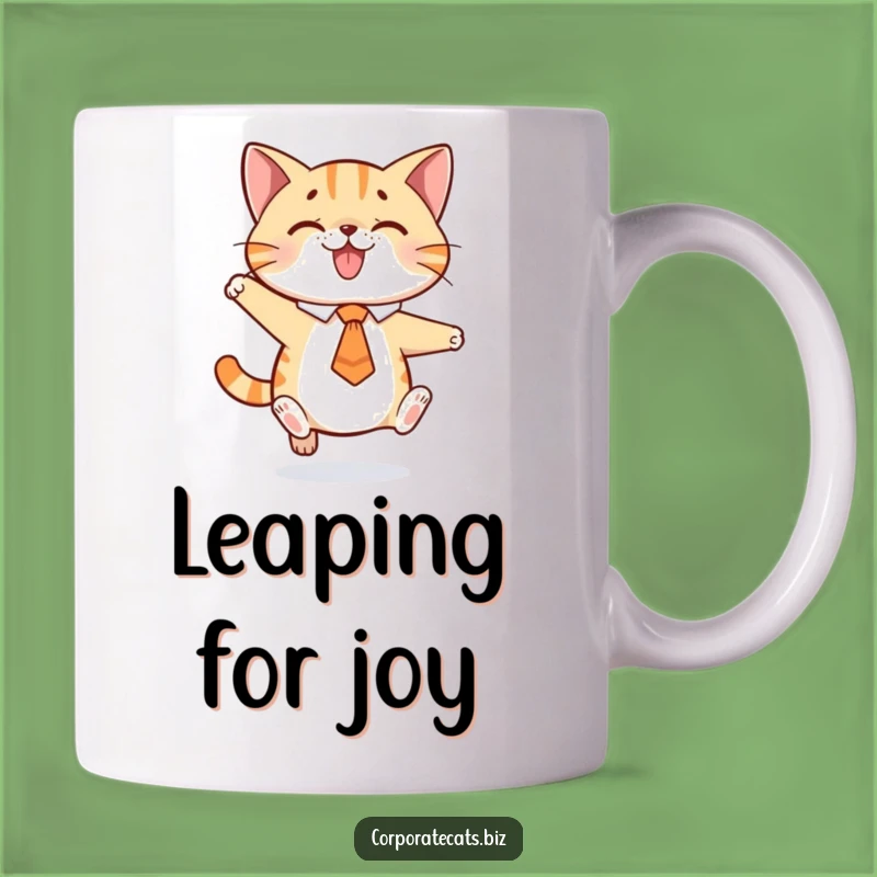 Funny Playful Cat Tie Jump Mug: Hilarious Feline Energy Gift Idea