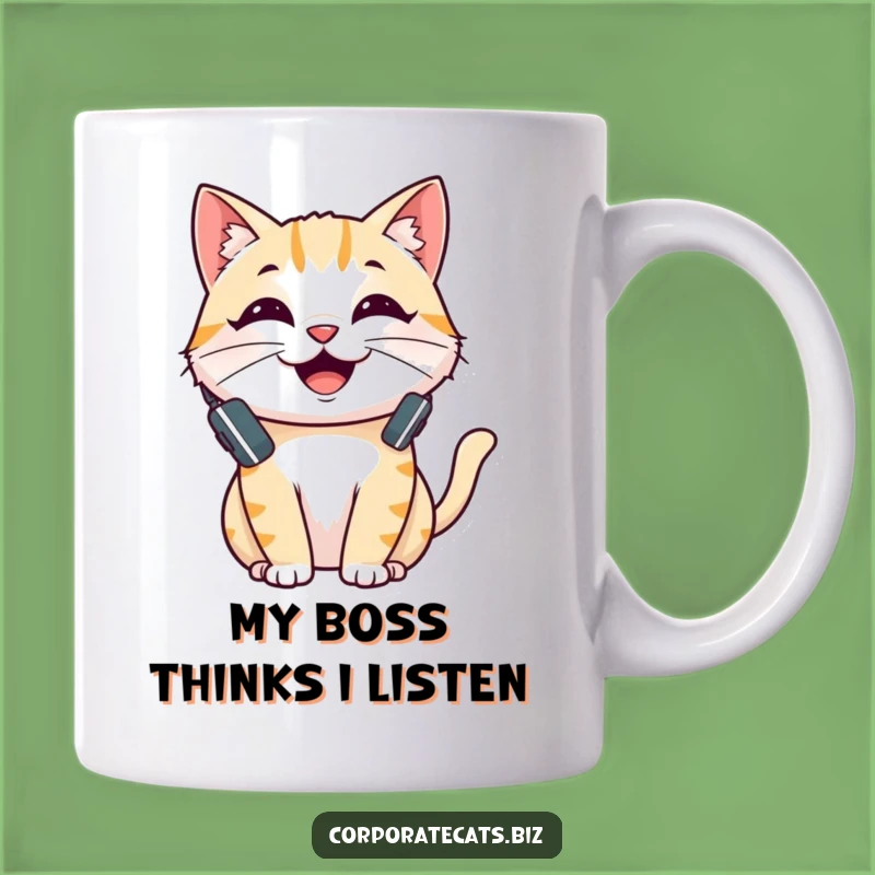 Funny Cheerful Cat Mug - Happy Talking Feline Gift - Hilarious Tech Support Coffee Cup