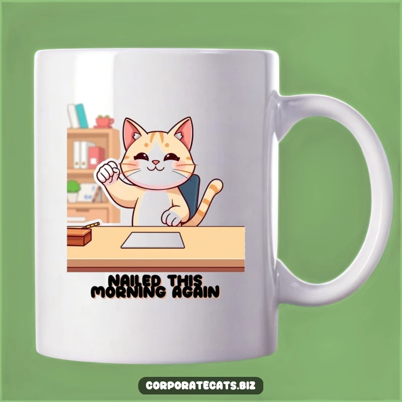 Funny Cat Fist Pump Mug - Hilarious Victory Celebration Gift