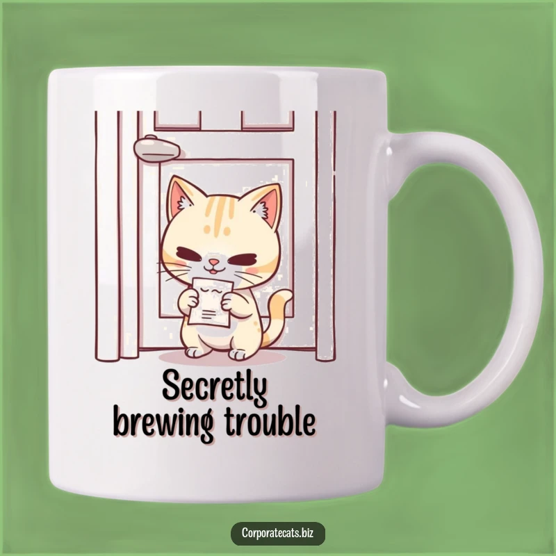 Funny Spy Cat Mug: Mischievous Cat Slipping Memo, Secret Humor, Funny Gift