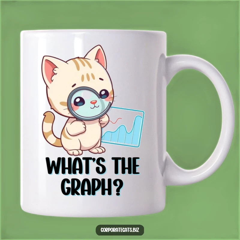 Funny Curious Cat Magnifying Glass Graph Mug - Science Gift