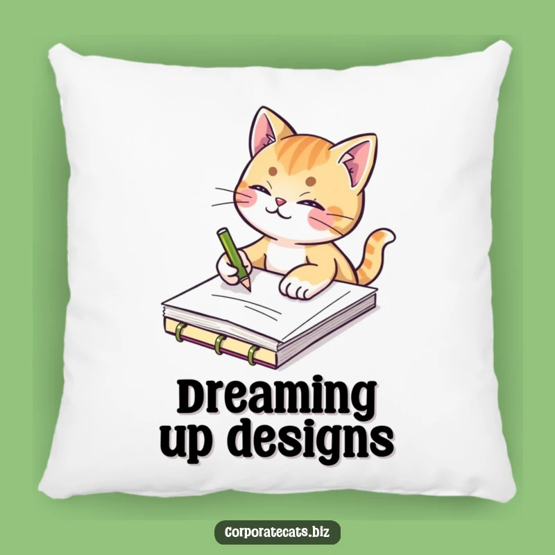 Funny Creative Cat Pillow - Soft Sketching Feline Cushion - Hilarious Artist Gift