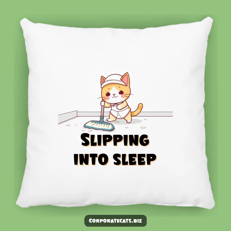 Funny Cat Janitor Pillow: Cozy Clean Slips - Soft Funny Gift!