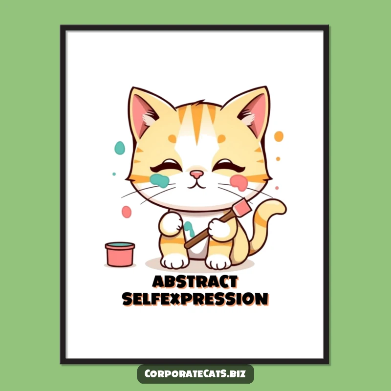 Funny Cat Artist Digital Art: Paint Face Vibe - Instant Funny Gift!