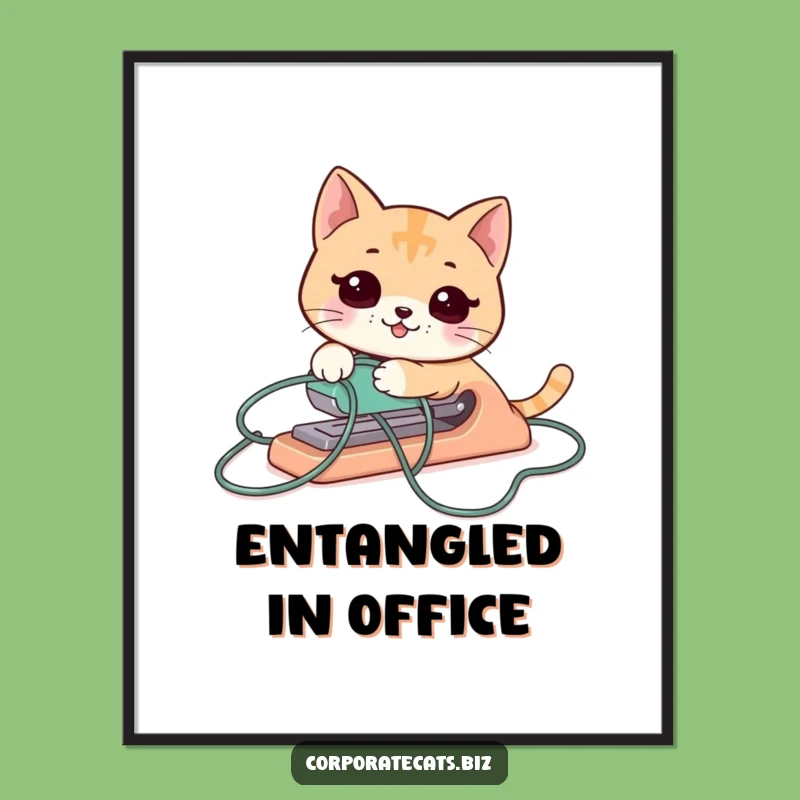 Funny Cat Stapler Digital Print: Hilarious Office Art Gift