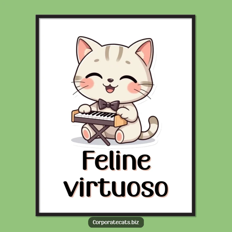 Funny Dapper Cat Pianist Digital Art: Instant Hilarious Musical Decor for Your Space