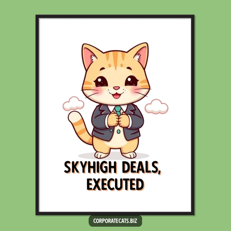 Funny Business Cat Digital Art - Printable Wall Art Office Decor Gift