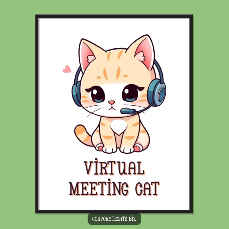 Funny Cat Gamer Digital Art Print: Hilarious Headset Cat Decor!