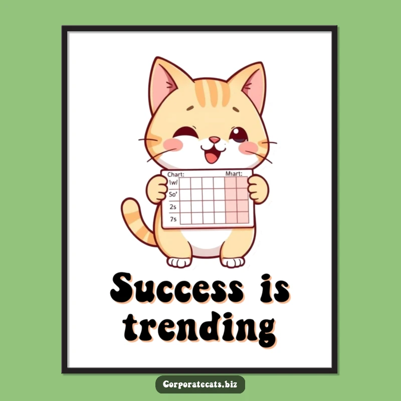 Funny Cheerful Cat Digital Art: Presenting Tiny Chart, Instant Hilarious Decor Download