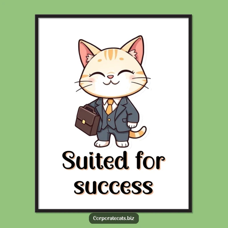 Funny Cat Business Suit Digital Art - Instant Professional Feline Decor