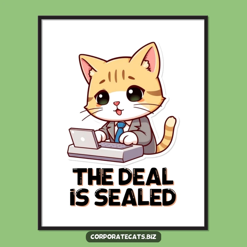 Funny Cat Business Digital Art: Instant Professional Decor for Cat Lovers