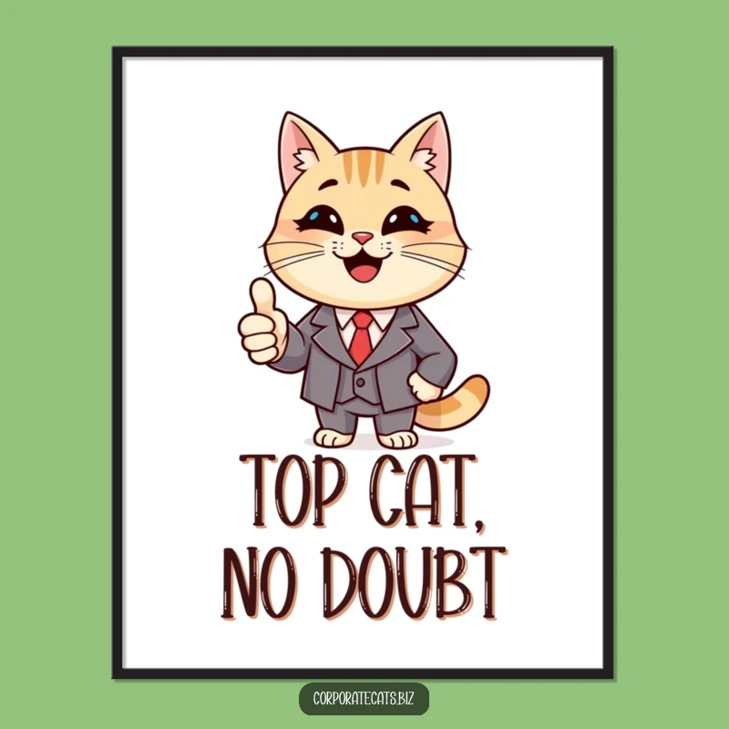 Funny Boss Cat Digital Art: Smiling Animal Print, Instant Funny Gift for Walls