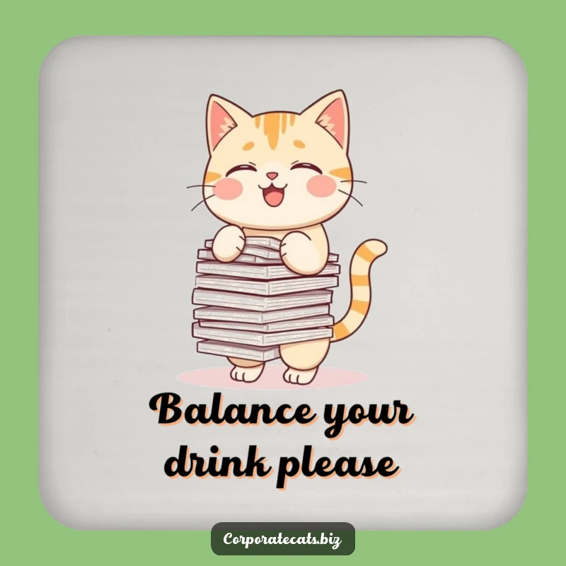 Funny Cat Coaster: Protect Surfaces with Hilarious Paper-Balancing Art