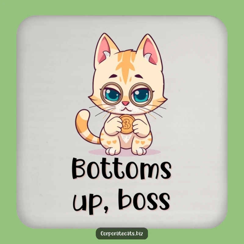 Funny Cat Detective Coaster: Guard Your Drinks with Feline Vigilance and Humor