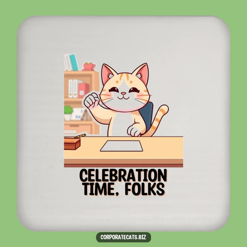 Funny Cat Fist Pump Coaster - Protect Surfaces with Victory