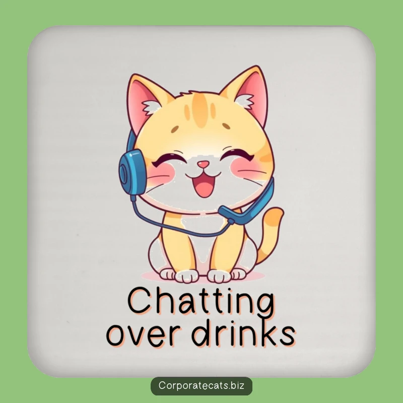Funny Call Center Cat Coaster Set - Hilarious Protection for Your Coffee Table