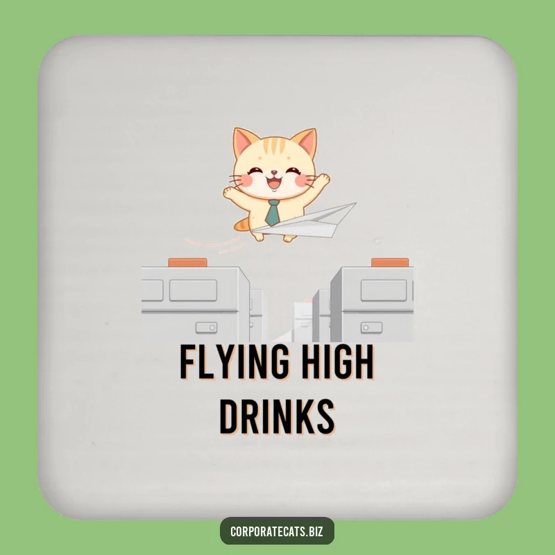 Funny Paper Airplane Cat Coaster Set - Hilarious Protection for Your Surfaces