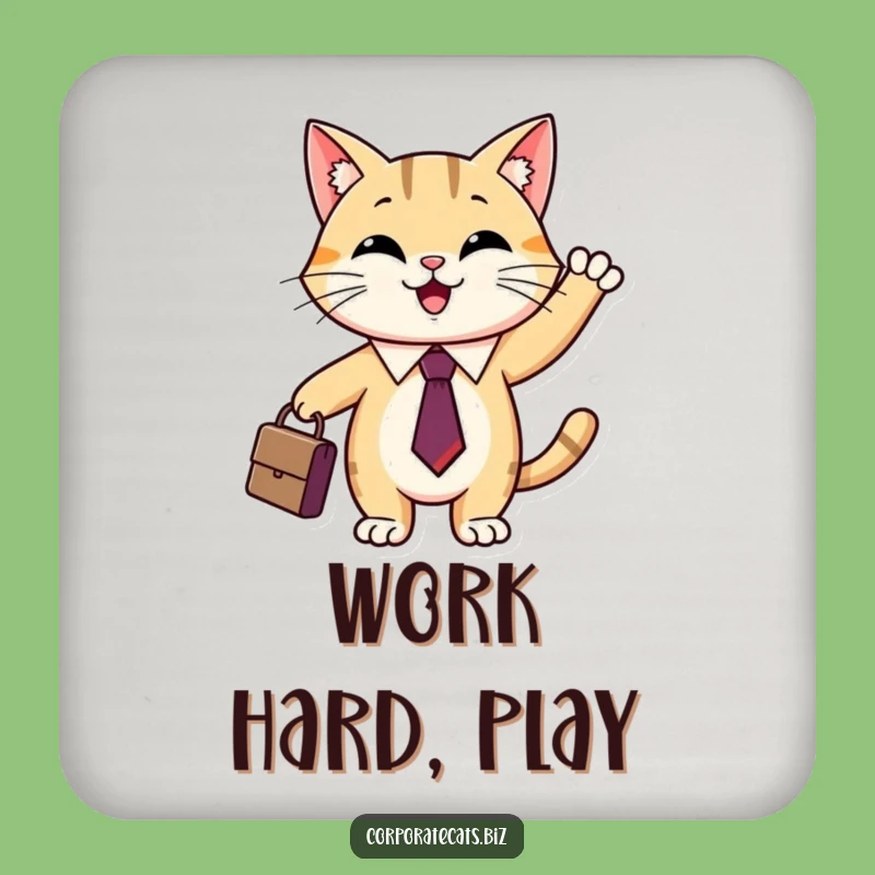 Funny Cat Desk Coaster: Hilarious Business Cat Protection, Perfect Bar Gift