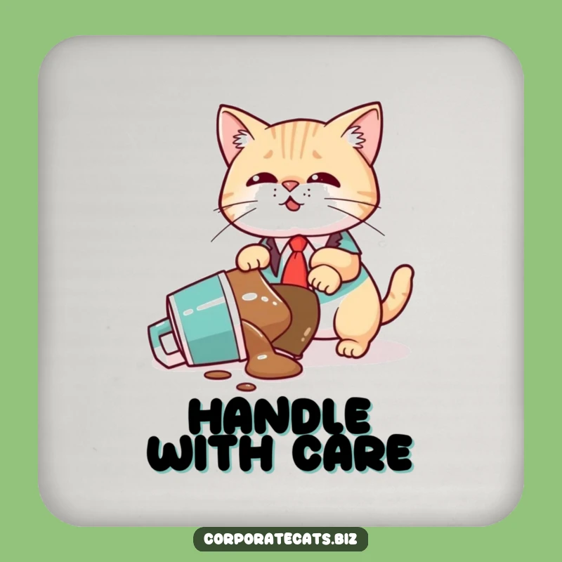 Funny Cat Executive Coaster: Protect Surfaces from Feline Fails - Fun Funny Gift!