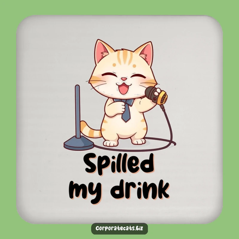Funny Cat Presenter Coaster: Protect Surfaces from Stage Fails - Fun Funny Gift!