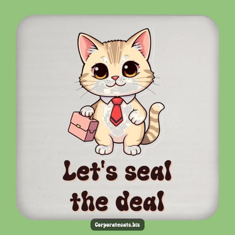Funny Executive Cat Coaster Set: Cute Cat in Tie, Protect Surfaces, Perfect Funny Gift