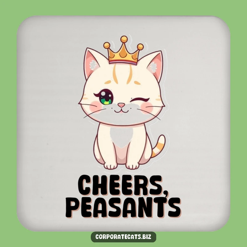 Funny Royal Cat Coaster: Regal Protection Humor, Unique Funny Gift