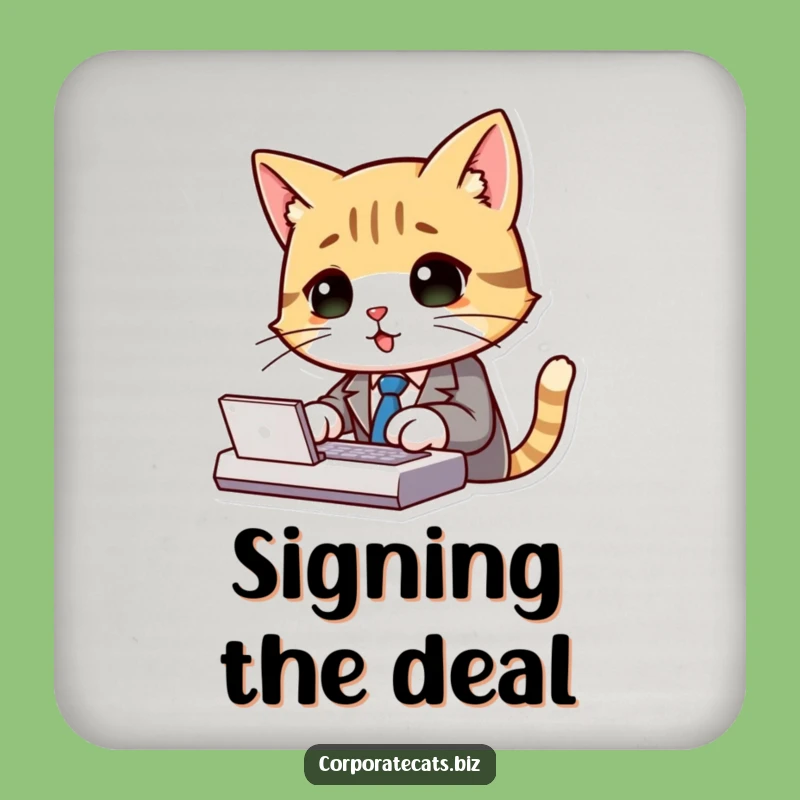 Funny Cat Business Coaster: Protect Surfaces with Professional Feline Style