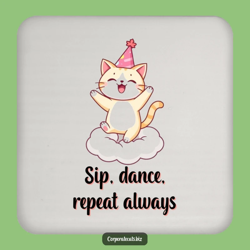 Funny Party Cat Coaster Set - Festive Drink Protection Humor Gift