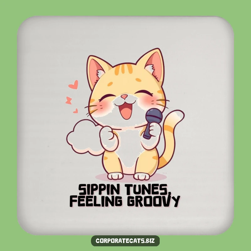 Funny Singing Cat Coaster Set - Microphone Feline Music Protection Gift
