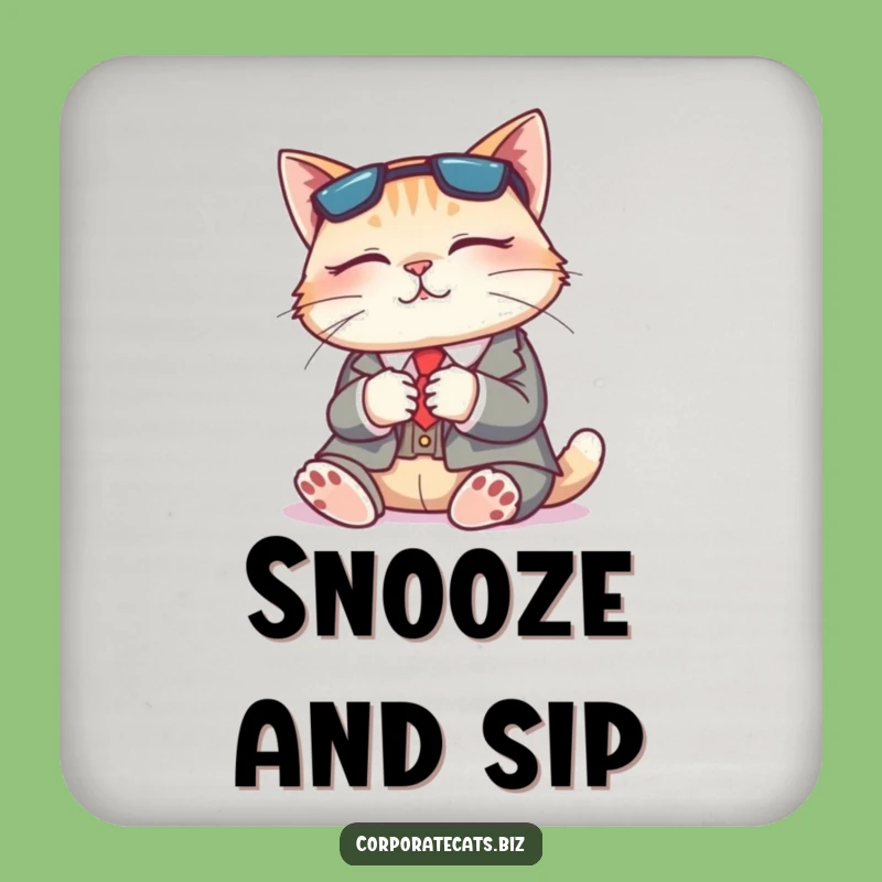 Funny Napping Cat Suit Coaster: Protect Surfaces with Hilarious Relaxation