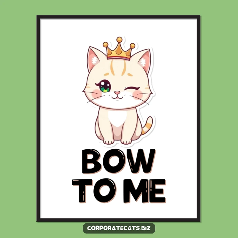 Funny Royal Cat Poster: Regal Winking Art, Whimsical Funny Gift Decor